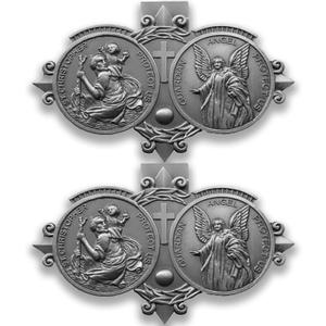 6 x 2-Pack Metal St. Christopher Medal & Guardian Angel Car Visor Clip - Safe Driving Protection for Journeys, Gift for New Drivers/Family/Friends
