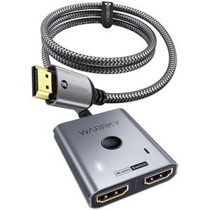 HDMI Switch 2 in 1 Out 4K@60Hz, WARRKY[with 3.3ft Fixed Braided HDMI Cable, Aluminum Case, 2K@144Hz, HDCP 2.2] Bidirectional 2x1 Switcher Splitter Compatible for PS5/4, Xbox, Roku, FireStick, Switch