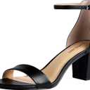 PIZZ ANNU Women's Open Toe Ankle Strap Low Block Chunky Heels Sandals Party Dress Pumps Shoes Strappy Buckle Sandals with 2.6" Tall Thick Heel Design, Black, 8.5