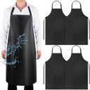 Gotega 4 Pack Waterproof Rubber PVC Apron Adjustable Dishwasher Apron-Women Men Heavy Duty Work Apron for Dishwashing Chemical Lab Butcher Grooming Black