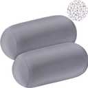 Geelin 2 Pcs Microbead Roll Pillow 11.8 x 6.3 Inch Soft Pillow Bolster Cylindrical Pillow Microbead Pillows for Sleeping Home Travel Neck Head Back Support Rest (Grey)