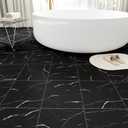 30-Pack Peel and Stick Floor Tiles Vinyl Floor 12 x 12 inch Self Adhesive Waterproof Flooring Planks DIY for Bathroom, Kitchen, Living Room, RV, Cover 30 Sq. Ft, Black Vein Marble