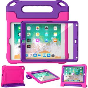 YIHE Kids Case for iPad 9.7 Inch with Screen Protector, Shockproof Handle Convertible Stand Case for iPad 9.7 6th/5th Generation 2018/2017, iPad Air 2/1& iPad Pro 9.7,Pink&Purple
