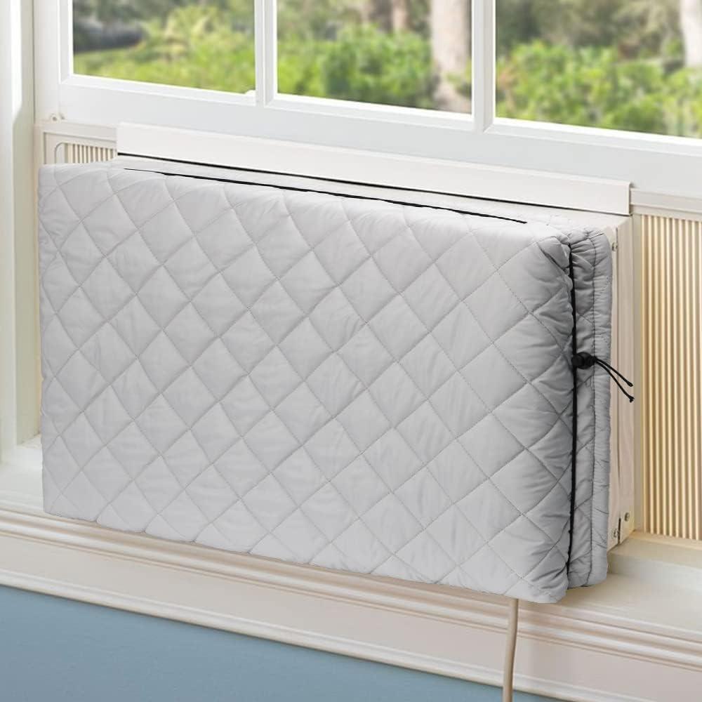 Small Indoor Air Conditioner Cover Window AC Unit Cover with Drawstring Double Insulation for Inside(17"x13"x3.5")