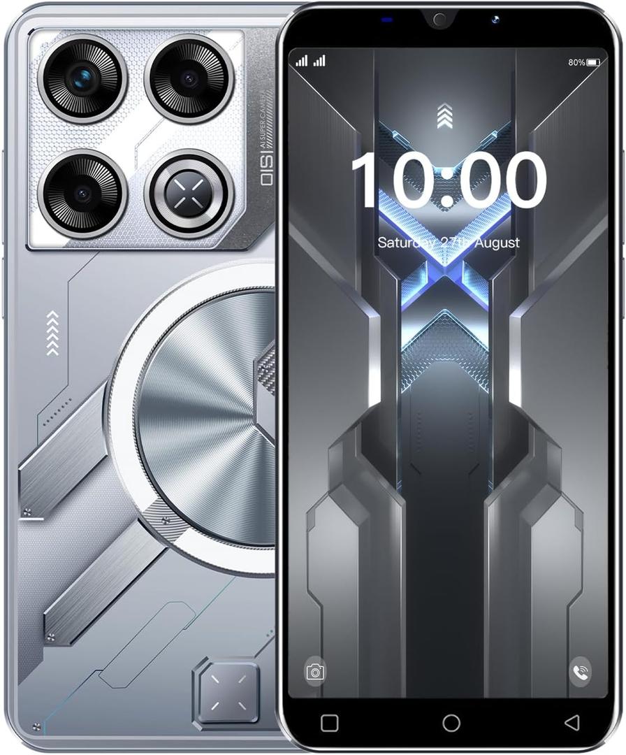 Mobile Phone, 5.0 inch Android 9.0 OS,16GB ROM (SD to 128GB), Dual SIM Dual CamerasFace ID Unlock Cell Phones (GT20Pro-Argent)