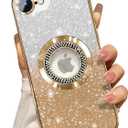 Misscase for iPhone 17e Case& iPhone 16e Magnetic Glitter Case Compatible with MagSafe,Full Protection Slim Shockproof Anti-Scratch Case with Camera Lens Protector Dust-Proof Cover for Women Gold