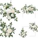 Ling's moment 2pcs White Wedding Artificial Floral Swag Welcome Sign Flowers Backdrop Garland Green for Ceremony Reception Door Wall Easel Home Decoration Entryway Faux Outdoor Board Table Decor