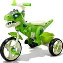 NMM Dinosaur Tricycle for Toddlers, Kids Trike with Music, LED, Tricycles for 3-5 Year Olds, for Rider, Big Wheel, Storage Basket, Horn, Toddler Bike for Boy, Dinosaur Toys for Kids 2-4 4-7, 31.5 Inches X 23.6 Inches X 18.1 Inches