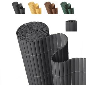Paramondo PVC Privacy Fence Screen 14mm 3-Rib Reinforced Textured Fence Panel - No-Drill Balcony & Garden Cladding with Wind & UV Protection for Patio, Deck, Outdoor Privacy, 410 FT, Charcoal