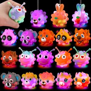 18pcs Light Up Animal Pop Balls Fidget Toys Party Favors for Kids 4-8 8-12 Sensory Squeeze Toys Stress Relief Balls Goodie Bag Stuffers Birthday Gifts Classroom Prizes Pinata Stuffers Treasure Box Toy