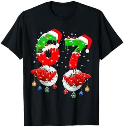 Funny Six Seven 67 Meme 6 7 Christmas Santa Hand Boys Teens T-Shirt Kids 12