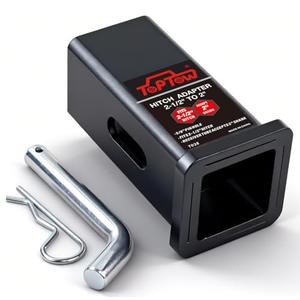 TOPTOW 64028S Trailer Hitch Adapter 2-1/2" to 2" Hitch Reducer Sleeve Carbon Steel, Upgraded, 5/8 inch Pin & Clip Included