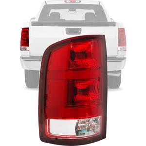 CARMOCAR Tail Lights Assembly Driver Side Compatible with 2007-2013 GMC Sierra 1500,2007-2014 GMC Sierra 2500 HD 3500HD 25958484,GM2800208 Left Tail Light Rear Lamp With Bulbs Harness