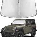 EcoNour Windshield Sunshade for Jeep Wrangler & Gladiator 2018-2024 2025 2026, Sun Visor for Front Windshield & Window Sun Shade Cover, UV Heat Blocker & Protector, Car Accessories