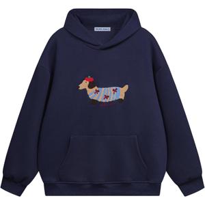 Aelfric Eden Cartoon Dog Hoodie Couple Hooded Sweatshirt Long Sleeve Pullover Oversized Hoodies 2026 Outfits (Blue, M)