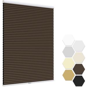 LazBlinds No Tools No Drill Cordless Cellular Shades, Blackout Honeycomb Shades Room Darkening Pleated Blinds for Window Size 33" W x 72" H, Dark Coffee