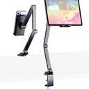 iPad Mount for Desk Aluminum Alloy Tablet Stand Foldable Overhead Arm Holder Mount Fits for 4.7-15.6" Screen Phone,Kindle,Fire HD,Monitor,iPad,Galaxy Tab Series (Gray)