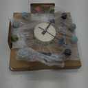 Wood Ball Wall Clock Mid Century Modern Battery Operated Silent Non Ticking 13 Inch Decorative Pop Color Quartz Clocks for Living Room Bedroom Kitchen