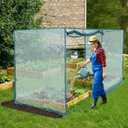 Crop Cage 4 x 8 x 6 Ft Tall Plants Protection Tent,Plant Outdoor Cage with 2 Zippered Doors,Crop Cages for Garden Plant,Plants Greenhouse Outdoor Cages for Garden, Yard, Lawn(Dark Green)