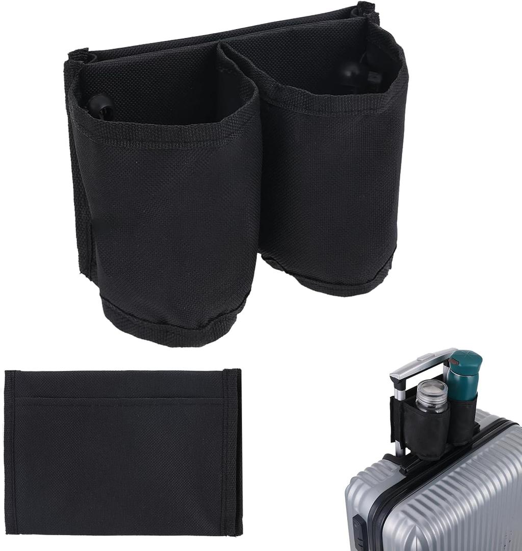 Giantree Luggage Cup Holder for Suitcases, Universal Luggage Travel Cup Holder Free Hand Drink Carrier Luggage Accessories for Businessmen Travelers Flight Attendants Gifts(Black)