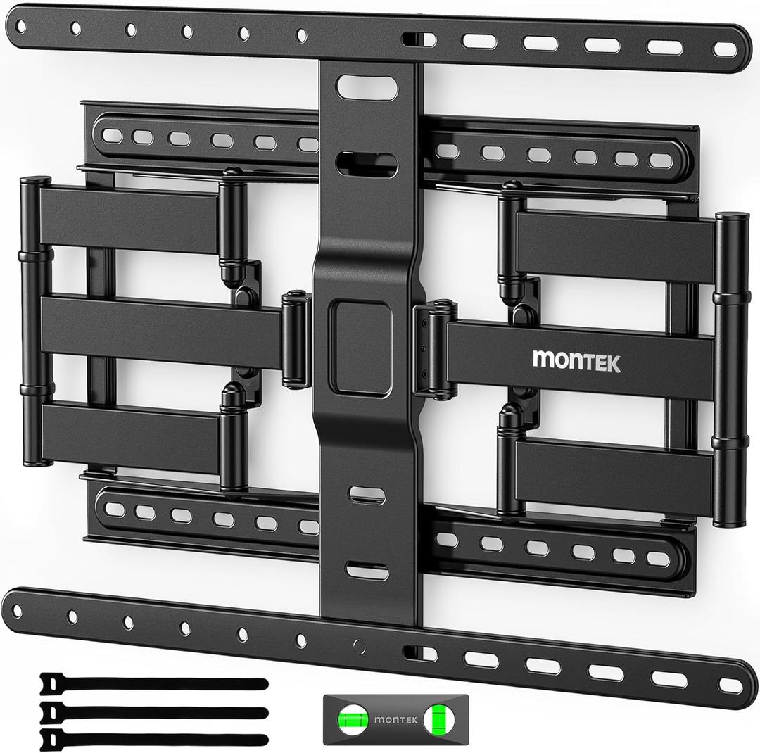 MonTEK Ultra Slim TV Wall Mount for 43-90 Inch TVs, 1.1" Thin Low Profile Full Motion Bracket, Dual Swivel Articulating Arms with Tilt, Max VESA 600x400mm, Holds 132lbs, Fits 16"/18" Studs