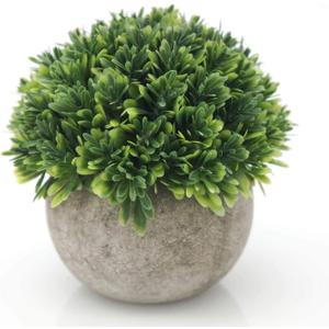 Velener Artificial Boxwood Faux Plant Indoor- Topiary Small Desk Plant Decor for Bedroom Office Cubicle Shelf Decor Window Will Plant Shelf Decoration Dorm Kitchen Counter, Farmhouse Home Decor Accent (Yellow Green)