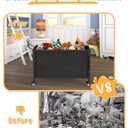 100L Large Kids Toy Box with Wheels, Toy Chest Storage Organizer for Toddlers, Boys, Girls, Toy Storage Bin for Stuffed Animals, PlayRoom, Bedroom, Nursery, Living Room, Black