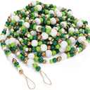 Giegxin 32.8 Feet Wooden Bead Garland Rustic Boho Wood Bead Garland Decor Rustic Wall Hanging Ornaments for Holiday Spring Farmhouse Party Decoration(Mix Green 2,1 Pc)