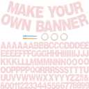 BEISHIDA 116 PCS A-Z DIY Letter Banner Kit Make Your Own Banner Including 111 Letters and Numbers 3 Rope and 2 Threading Device,Customized for Birthday Graduation Wedding Decor Light Pink