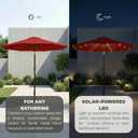 11FT Solar Lighted Patio Umbrella, Outdoor Table Market Umbrellas with Crank Lift, 32 LED Lights, 8 Sturdy Ribs, UV-Resistant for Deck, Garden, Pool