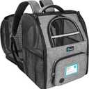 PetAmi Expandable Dog Backpack Carrier for Cats & Pets, Breathable Cat Carrier Backpack with Top Window & Multi-Entry, Ventilated Foldable Travel Carrier for Small Medium Pets up to 18 lbs, Light Gray