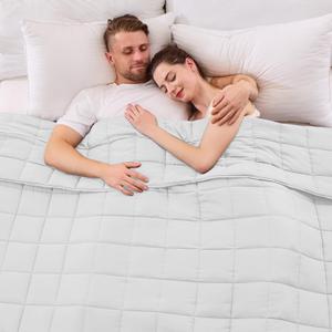 yescool Weighted Blanket for Adults (30 lbs, 88” x 104”, White) Cooling Heavy Blanket for Sleeping Perfect for 290-310 lbs, King Size Breathable Blanket with Premium Glass Bead