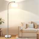 Floor Lamp for Living Room,65'' Modern Standing Lamps with 9W LED Bulb,Silver Tall Floor Light with Fabric Shade,3 Color Temperatures Tall Lamp for Bedroom Office Study Room Corner Dining Room