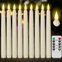 Flameless Taper Candles with Remote Control and Timer, Battery Operated LED Candlesticks with Flickering 3D Flame, 9.6 Inches Plastic Fake Candles for Christmas, Wedding and Home Decor (Ivory, 9)