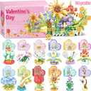 24 PCS Easter Eggs Filled with Flower Building Blocks, Easter Basket Stuffers Fillers for Kids, Classroom Prizes, Easter Party Favors Gifts for Boys and Girls (Valentines Flower)