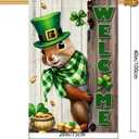 Spring St Patricks Day Garden Flag 12x18inch Double Sided Burlap The Squirrel Lucky Shamrock Garden Flags Happy St. Patrick's Day For Outdoor Yard Patio Lawn Decor,Green Hat with Clovers Gold Coin Pot Welcome Outside Decorations Banner (RMQ88D, 28"X40")