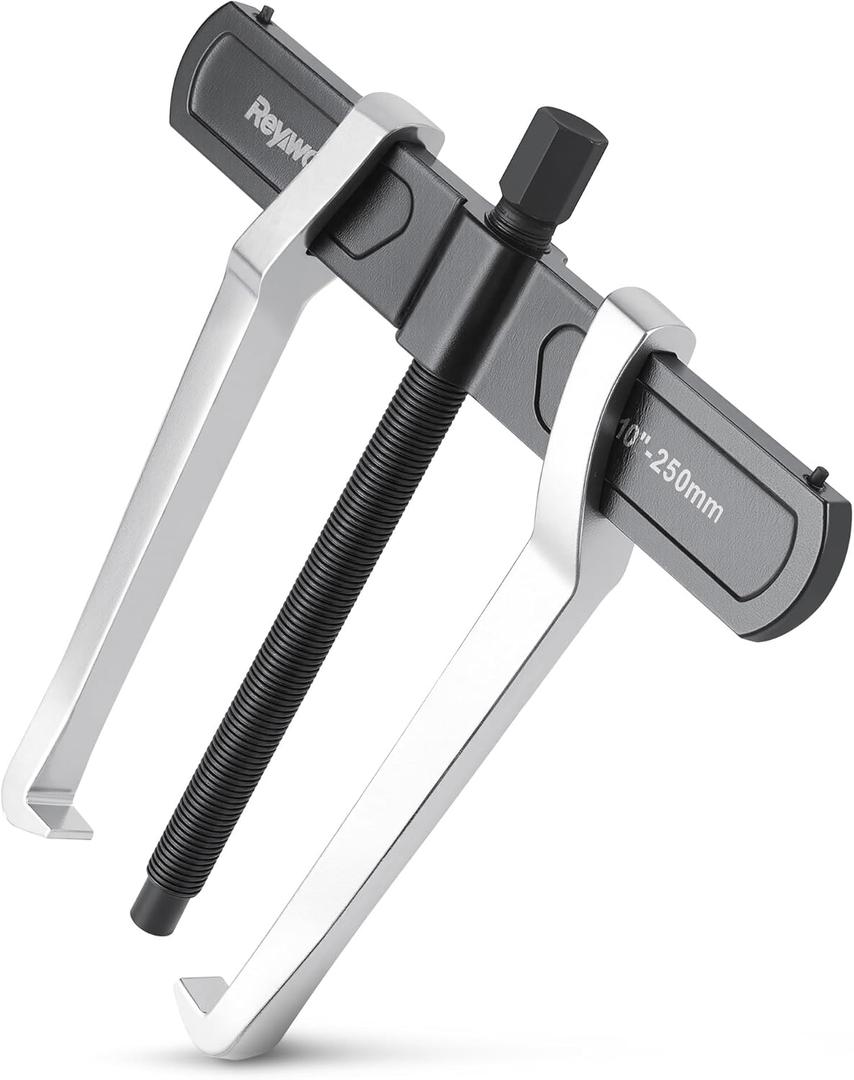 10 Inch 2-Jaw Gear Puller and Bearing Puller Adjustable CR-V Steel Tool with Reversible Jaws for Internal External Pulling Removes Pulleys Flywheels Bearings Gears