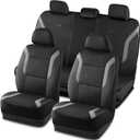 Skechers Memory Foam Car Seat Covers, Air Cool Mesh Thick Seat Covers, Car Seat Full Sets, Airbag Compatible, Automotive Comfort Protection for Most Cars, Vans, Trucks, SUVs, Grey