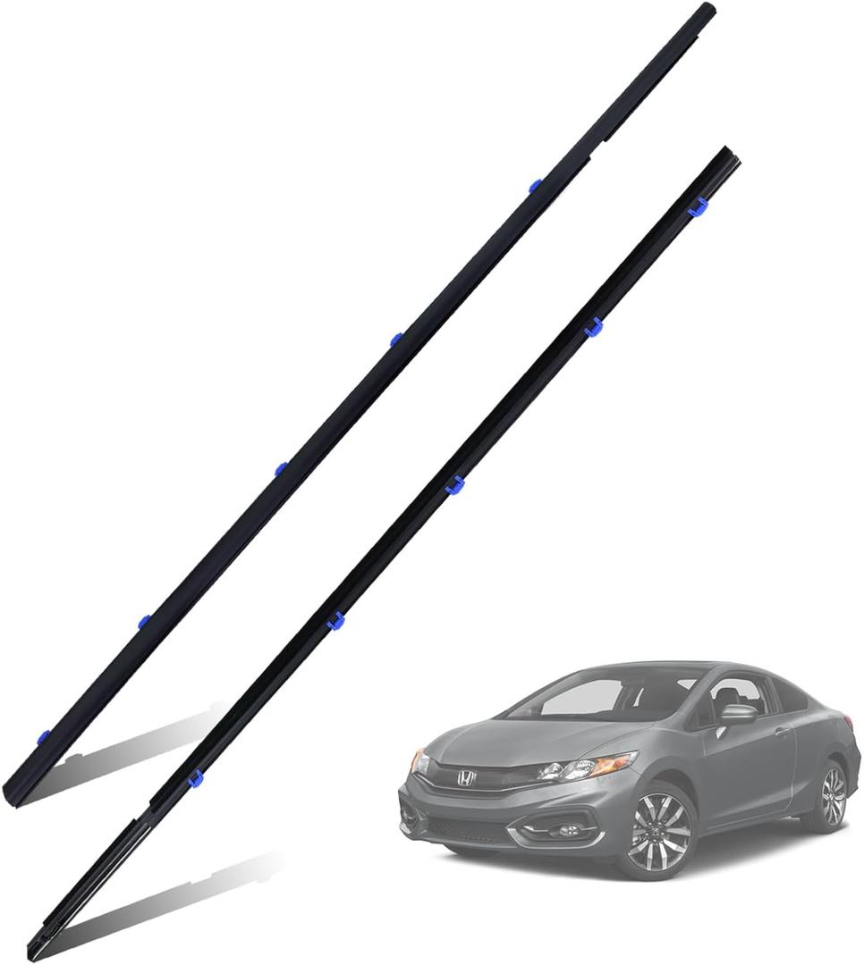 2Pcs Window Weather Stripping Molding Trim Seal Belt Compatible with 2012-2015 Honda Civic Coupe 2D Replace# 72410-TS8-A01 72450-TS8-A01