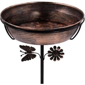 Metal Bird Baths for Outdoors, 2.7" Deep Removable Bath Bowl with Metal Stake, 12" Dia Easy to Clean Birdbaths & Bird Feeder for Garden Yard Lawn Decor