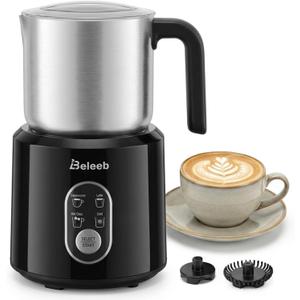 Detachable Milk Frother and Steamer, Dishwasher Safe Stainless Steel Milk Jug, 4-in-1 Electric Automatic Hot/Cold Foam Maker & Hot Chocolate Machine, 11.8oz/350ml, for Latte, Cappuccino