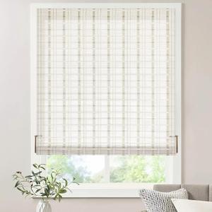 LazBlinds No Tools No Drill Bamboo Roller Shades, Cordless Bamboo Blinds, Light Filtering Roll Up Blinds for Windows, French Door, Porch or Patio, 23'' W x 64'' H, Whitewash B