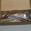 304 Stainless Steel Cooking Utensil Set 4-Piece Kitchen Utensils with Extra-Long Handles, Spatula,Ladle,Slotted Spoon,Slotted Spatula,One-Piece Construction, Ideal for Wok, Grilling, and Gifting