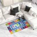 Interactive Kids Play Carpet 2.6x3.9 Feet, Slip-Resistant Area Rug with ABCs & Numbers, Thick Floor Mat for Children's Play Area, Soft Nursery Rug for Play Activities