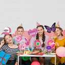 Y2K & 2000s Party Decorations Photo Booth Props Kit, Pink & Purple, Cardboard & Bamboo, 16 Themed Props, Y2K & 2000s Birthday Party Favors & Supplies