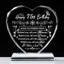 75th Birthday Gifts for Women Men, Laser Glass Heart 75th Birthday Decorations Ideas, Happy Birthday Gifts for 75 Year Old Men Women Husband Wife Mom Dad Friend