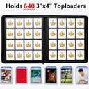 16 Pocket Toploader Binder, Holds 640 Cards, Ringless Design Side-Load Toploaders Holder for 3"x4" Top Loader Trading/Sports Cards Top Loaders (Green)