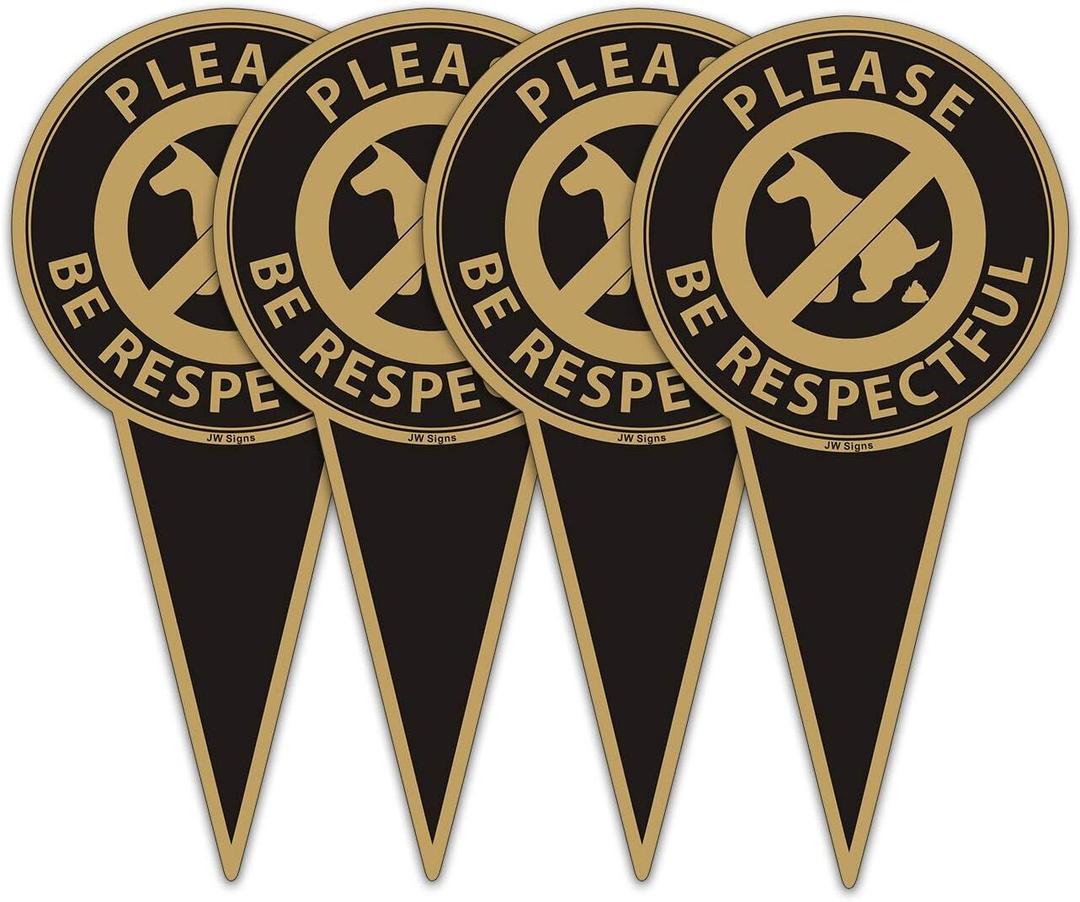 Please Be Respectful (4Pack)12"x6" No Dog Poop Yard Metal Signs Double Sided No Pooping Dog Sign UV Protected and Weatherproof Stop Dogs from Pooping or Peeing On Your Lawn Yard Sign