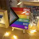 LGBT Pride Month Gifts for Men Women, LGBT Rainbow Progress Pride Lesbian Gay Queer Home Office Desk Decor, LGBTQ Equality Decor Sign, Every One Is Welcome Here