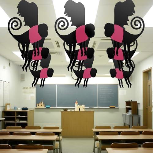 Preboun Wizard Party Flying Hanging Monkey Decorations, Flying Hanging Monkey Banner Ceiling Decor for Classroom Pink and Black Wizard Party Decoration(Rose Pink, Funny)